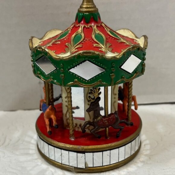 VTG 1991 Noma Carousel Merry Go Round Mirror Christmas Plastic Ornament 4" Tall - Picture 2 of 14